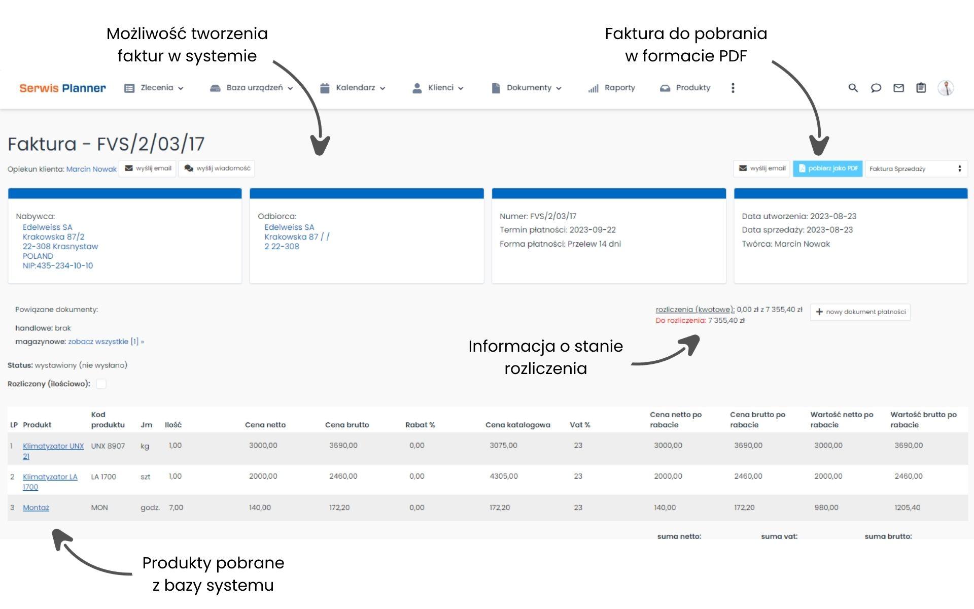 Fakturowanie i płatności - Serwis Planner