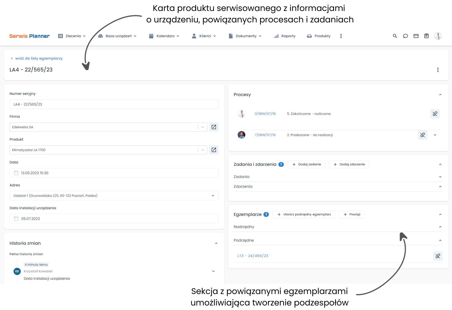 Karta produktu serwisowane urządzenia