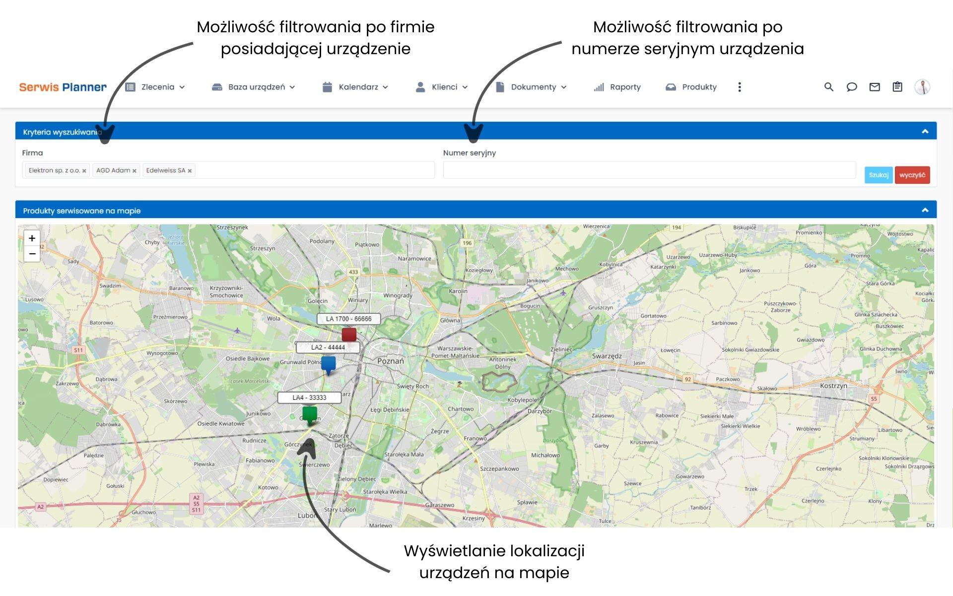 Lokalizacje urządzeń serwisowanych – optymalnie planuj trasy