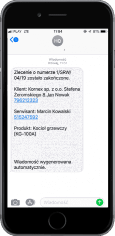 Powiadomienia SMS Serwis Planner