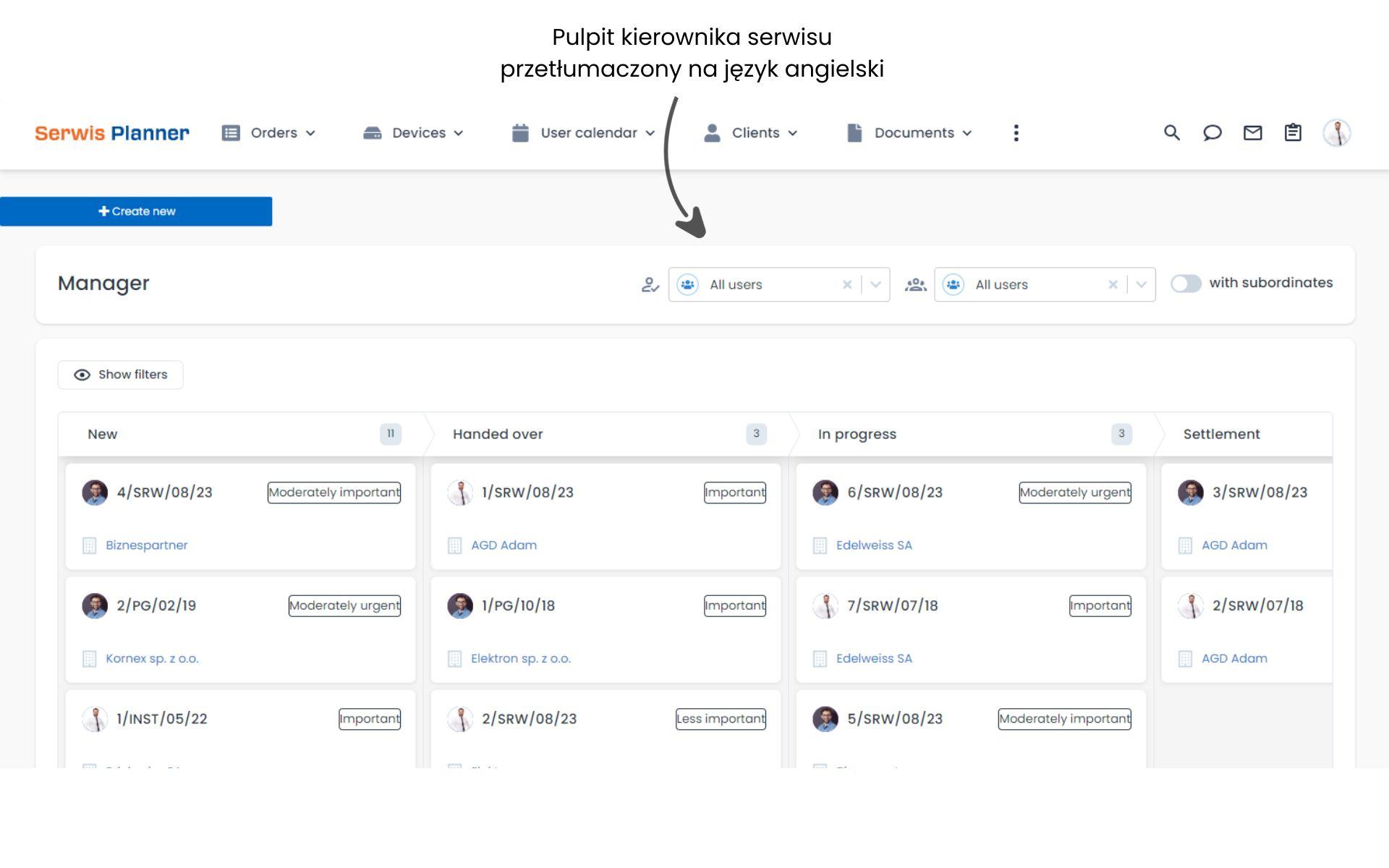 Wielojezyczność w programie do serwisu