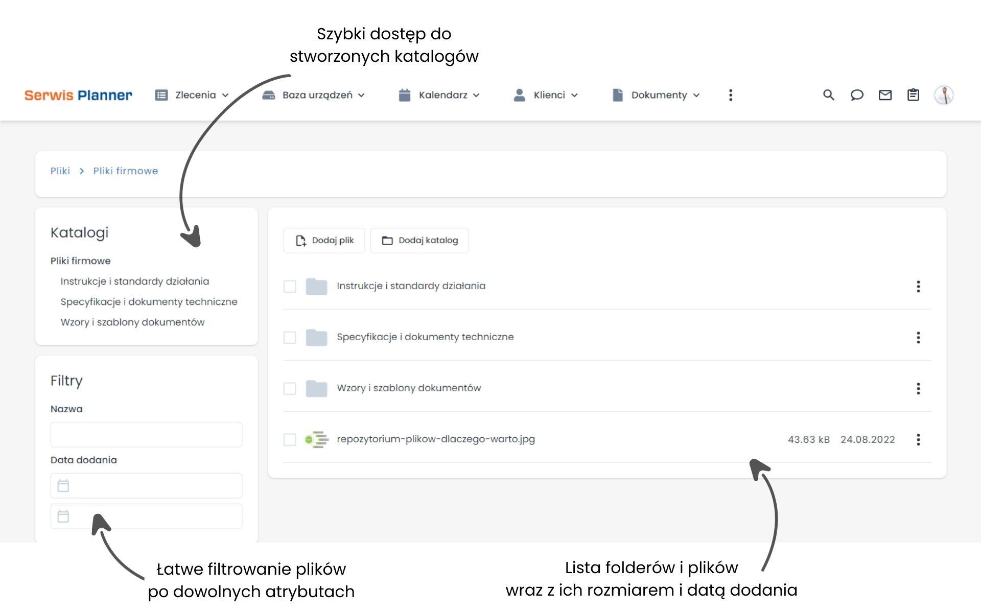 Repozytorium plików w serwisie