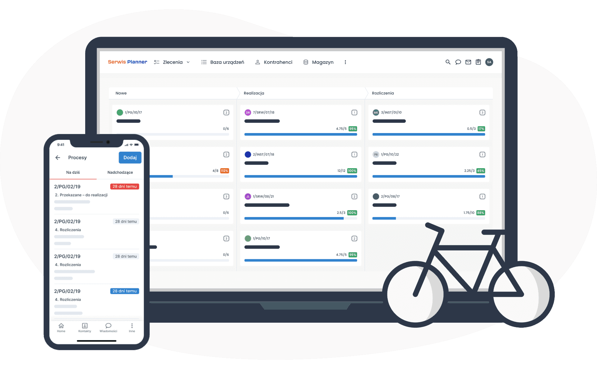 Serwis rowerowy podgląd systemu