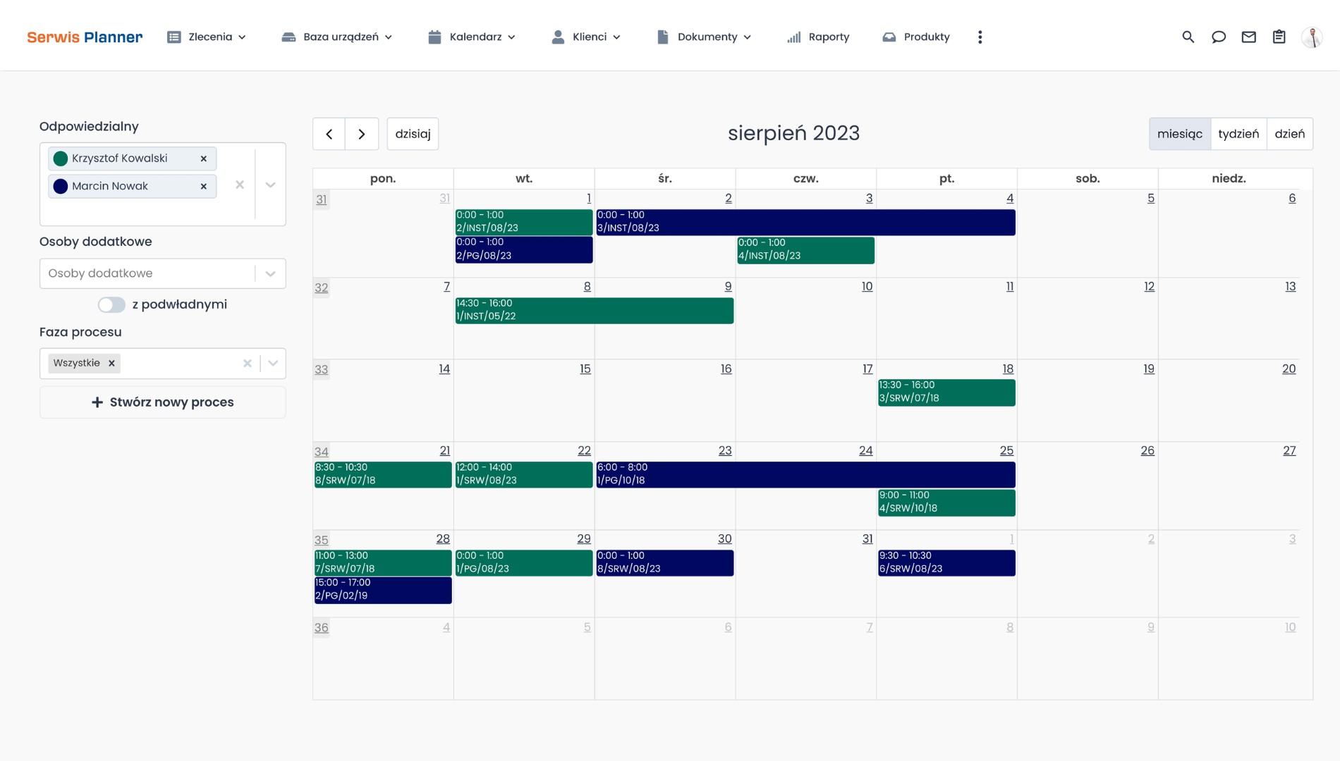 Nowy kalendarz zleceń Serwis Planner